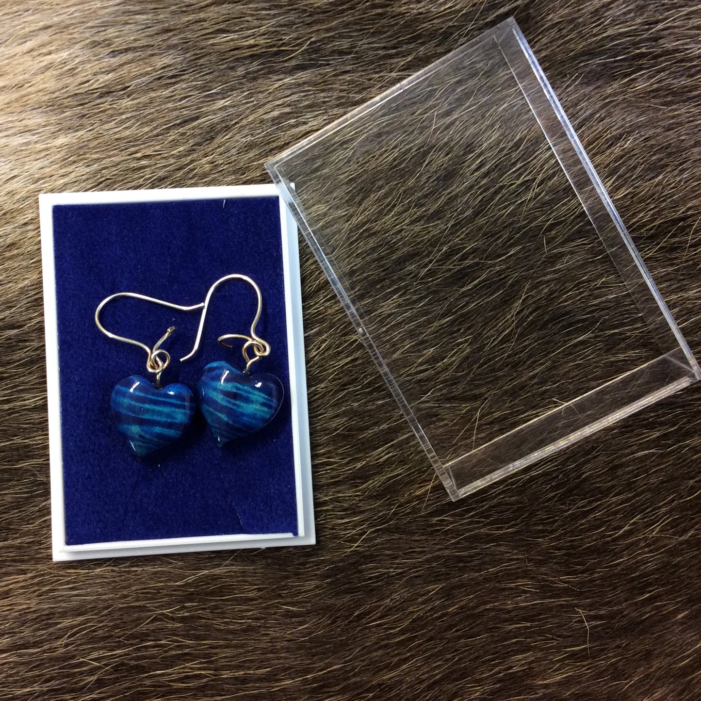 207cK Korvakorut, sydän sininen