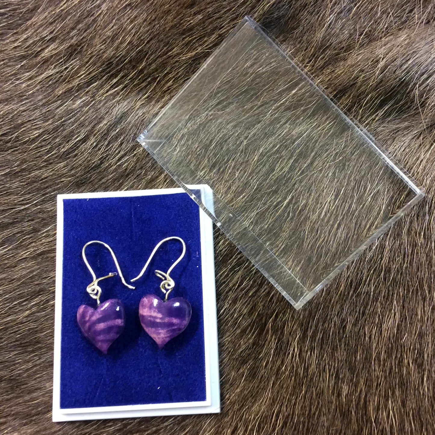 Earrings, Heart purple