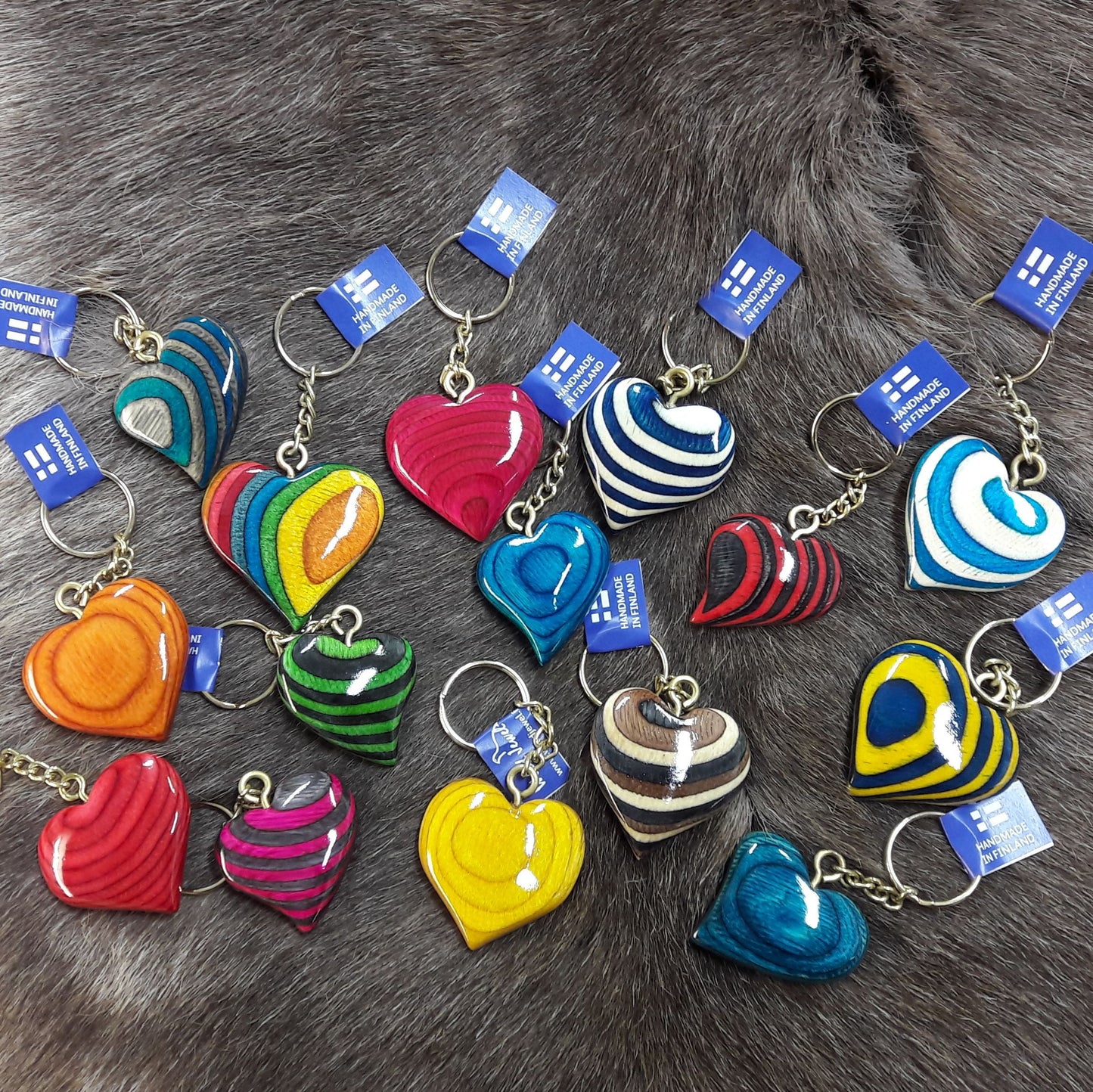Heart Color Stripes Keychain