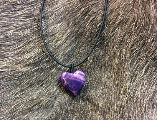 Rubberband necklace, Heart purple