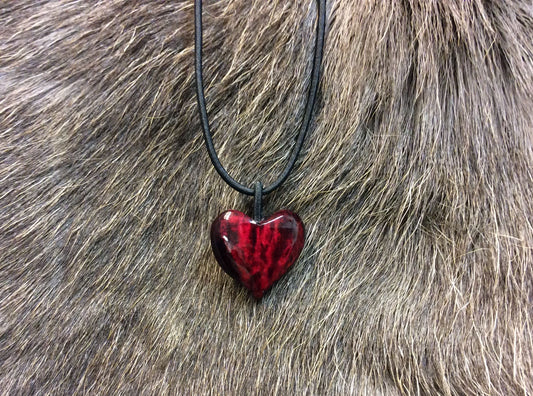 Rubberband necklace, Heart Wine red