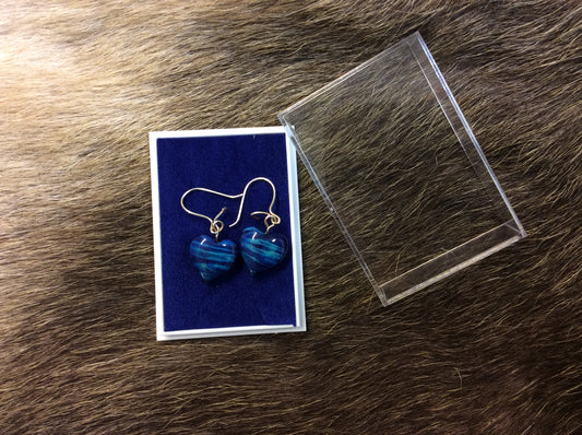 Earrings, Heart blue