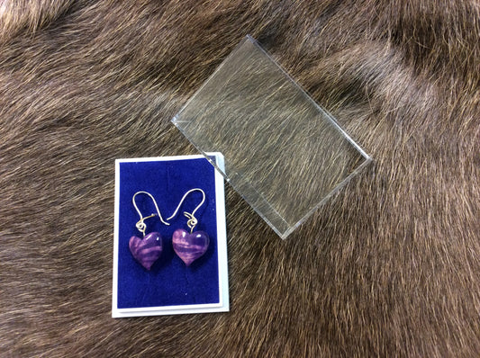 Earrings, Heart purple