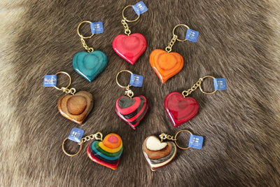 Heart Color Stripes Keychain